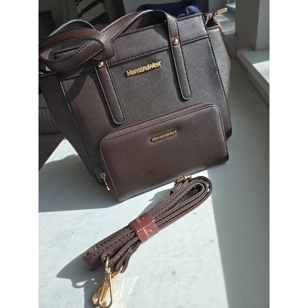 Montana West Purse Wallet Women Medium Dark Brown Crossbody Set